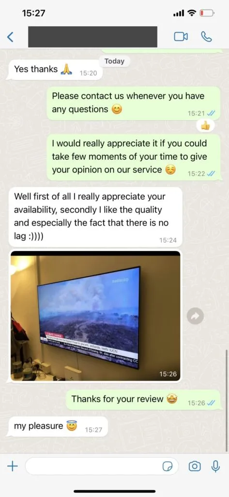 WhatsApp message: customer satisfaction feedback 2