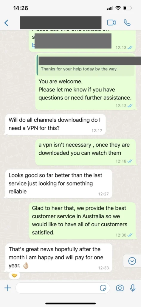 WhatsApp message: subscription renewal confirmation 3