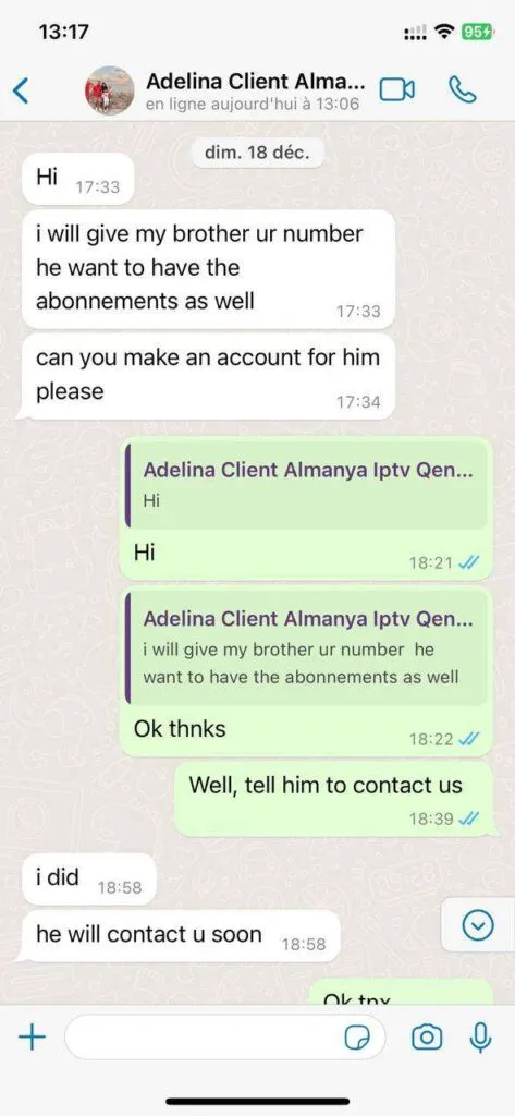 WhatsApp message: 4K streaming feedback 5